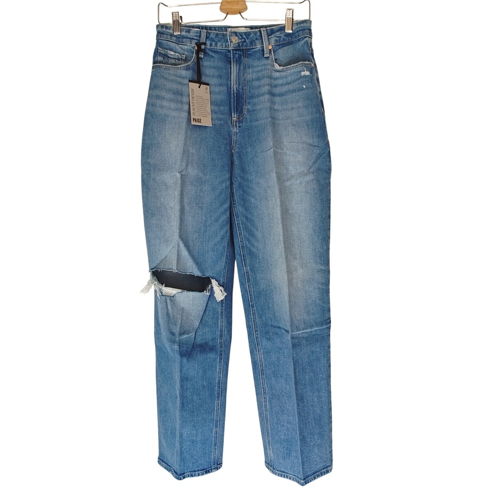 PAIGE Jeans Heartthrob High Rise Relaxed Straight Leg Exhibition Distressed‎ 28